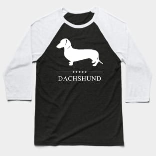 Smooth Dachshund Dog White Silhouette Baseball T-Shirt